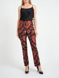 Boot Leg Trouser Red Black Hogarth Brocade