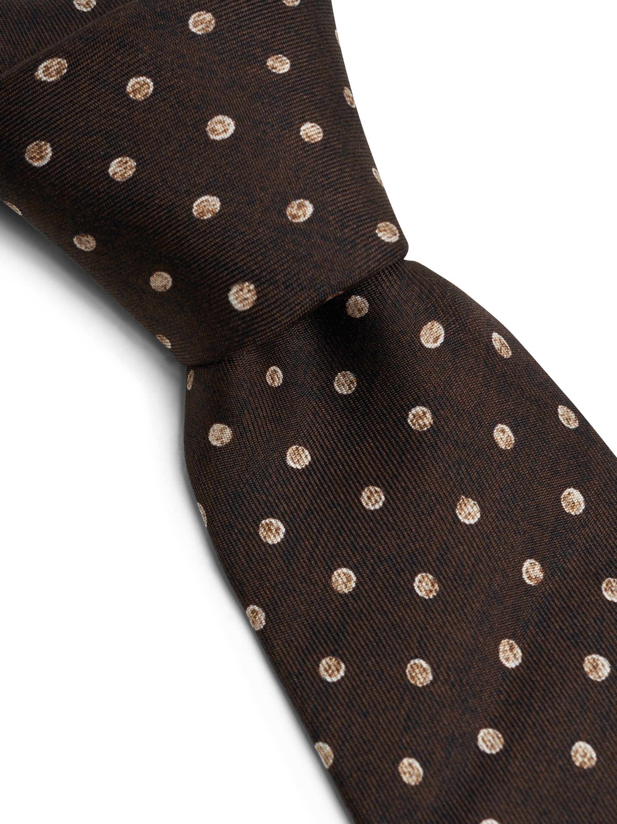 Brown Rosebury Silk Tie — flat detail