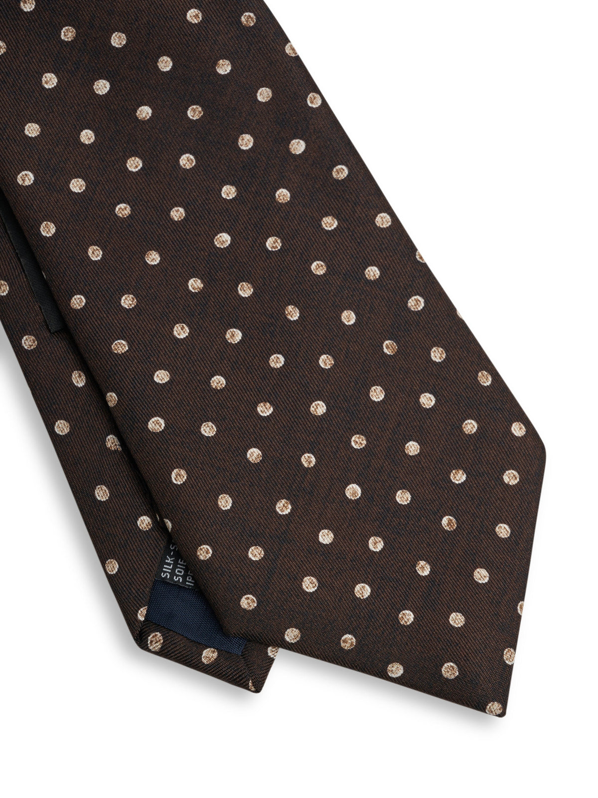 Brown Rosebury Silk Tie — flat detail