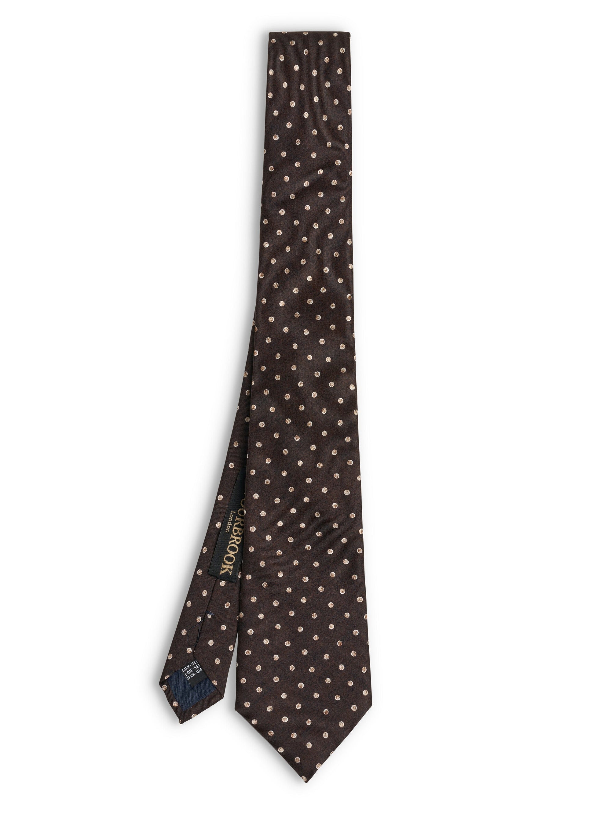 Brown Rosebury Silk Tie — flat