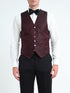 Burgundy Albert Silk 6 Button Single Breasted Waistcoat — front, cropped