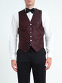 Burgundy Albert Silk 6 Button Single Breasted Waistcoat