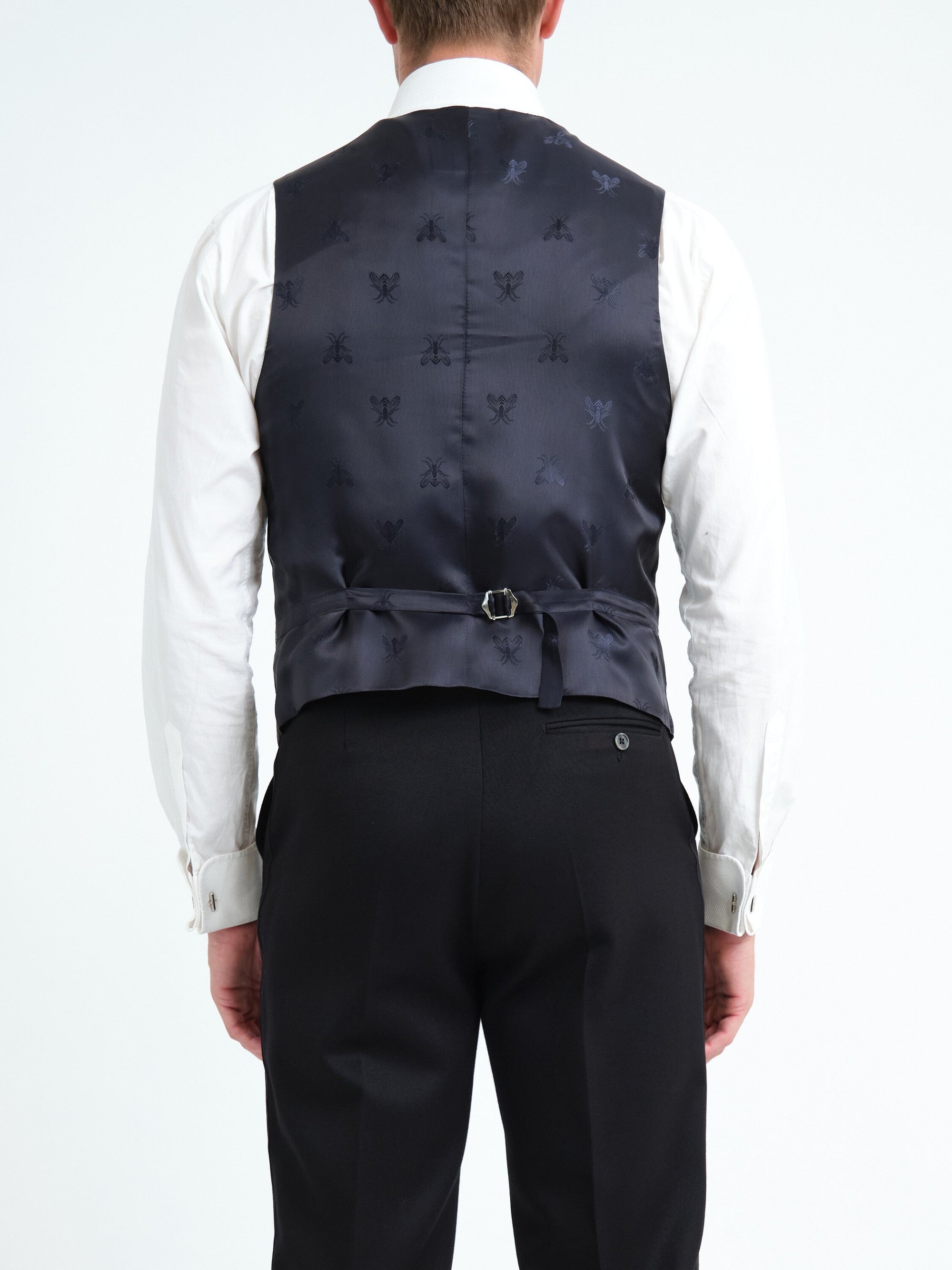 Burgundy Albert Silk 6 Button Single Breasted Waistcoat — back, cropped