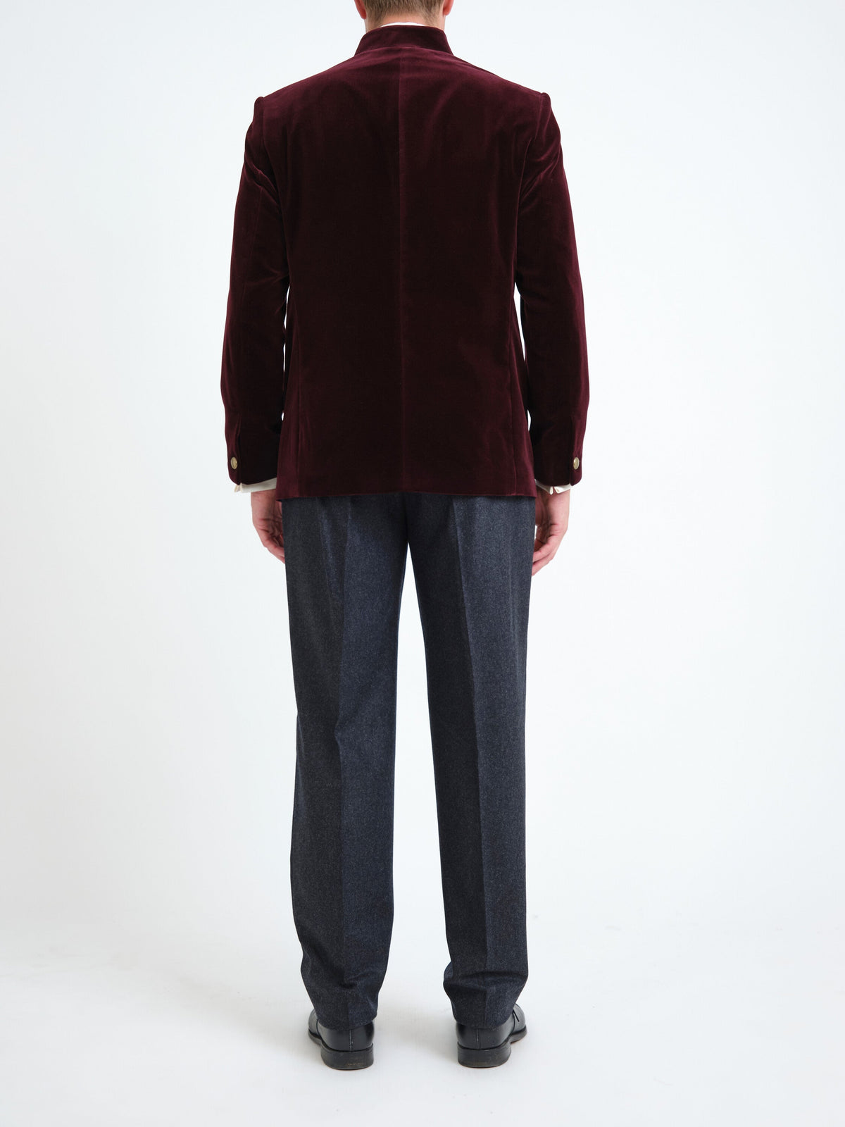 Burgundy Mayfair Velvet Nehru Jacket — back