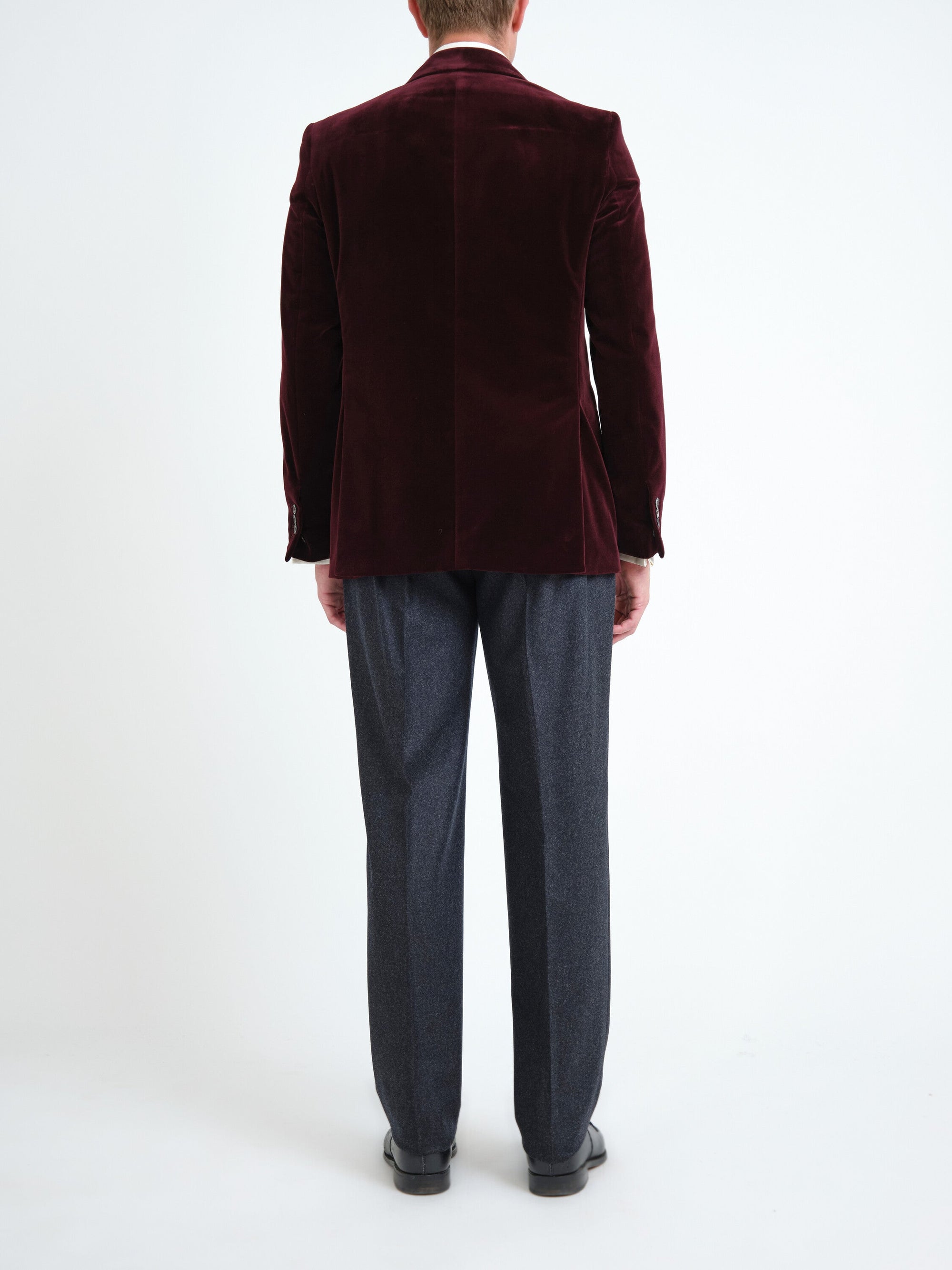 Burgundy Mayfair Velvet Newport Jacket with Ticket Pocket — back