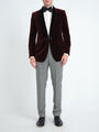 Burgundy Mayfair Velvet Single Breasted Smoking Jacket — front