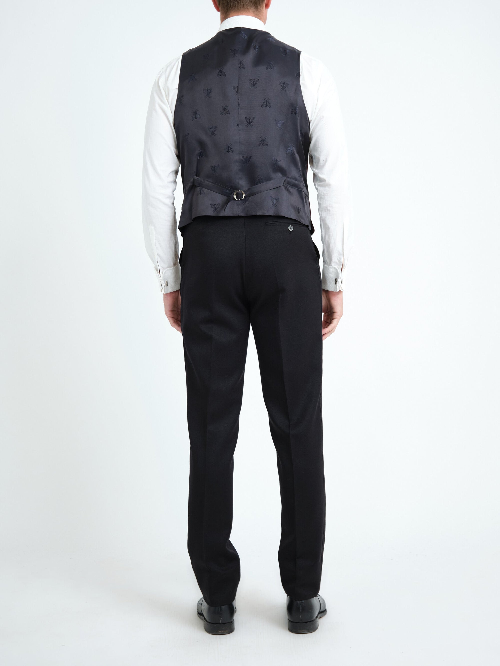 Burgundy Mayfair Velvet Single Breasted Waistcoat with Piping — back