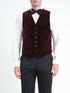 Burgundy Mayfair Velvet Single Breasted Waistcoat with Piping — front, cropped