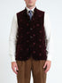 Burgundy Velvet Bees Wiltshire Gilet — front, cropped