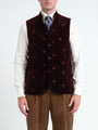 Burgundy Velvet Bees Wiltshire Gilet — front, cropped