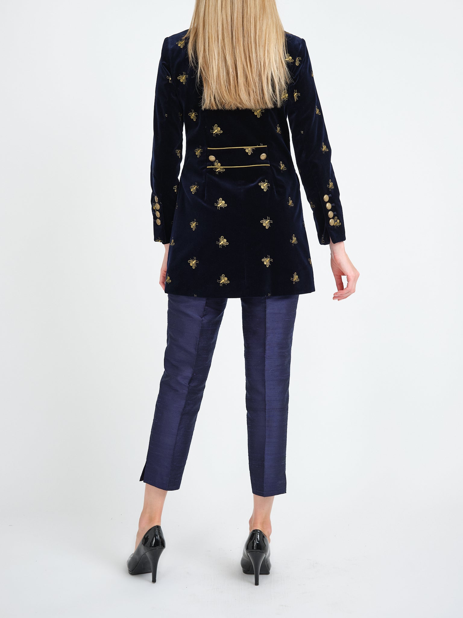 Camden Jacket Navy Bees Cotton Velvet