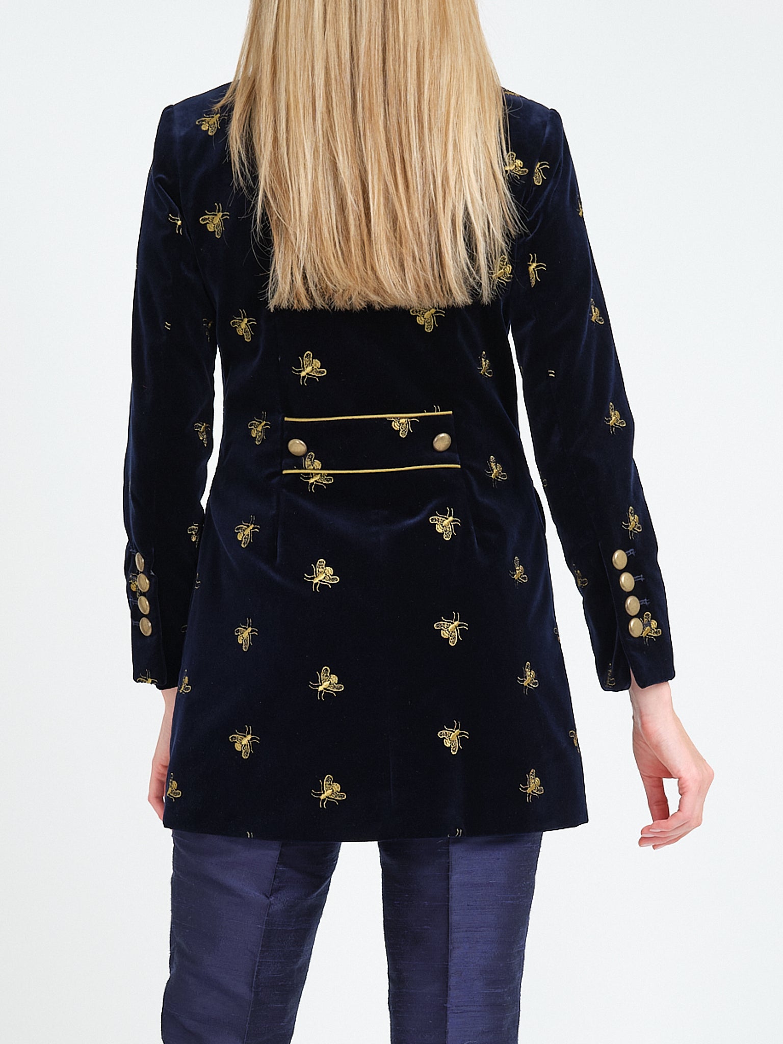 Camden Jacket Navy Bees Cotton Velvet