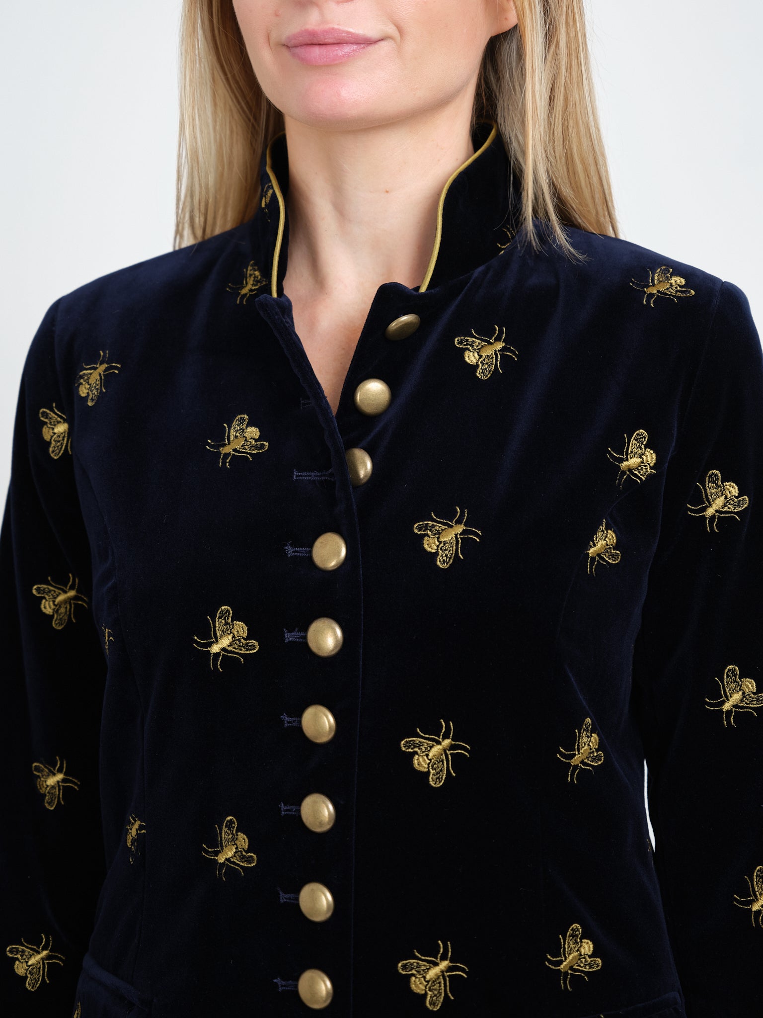 Camden Jacket Navy Bees Cotton Velvet
