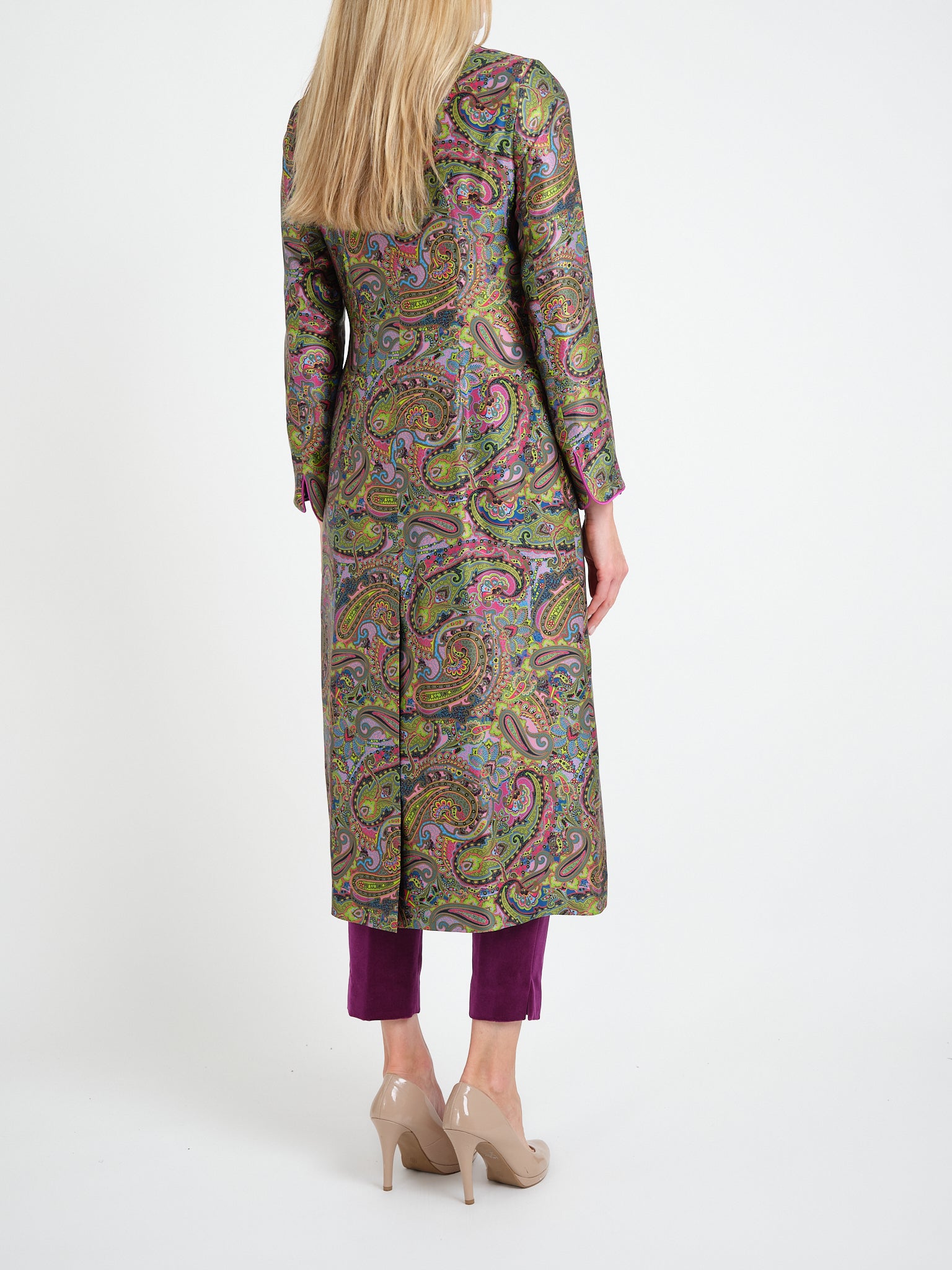 Carnaby Coat Khaki Lilac Parham Silk Satin