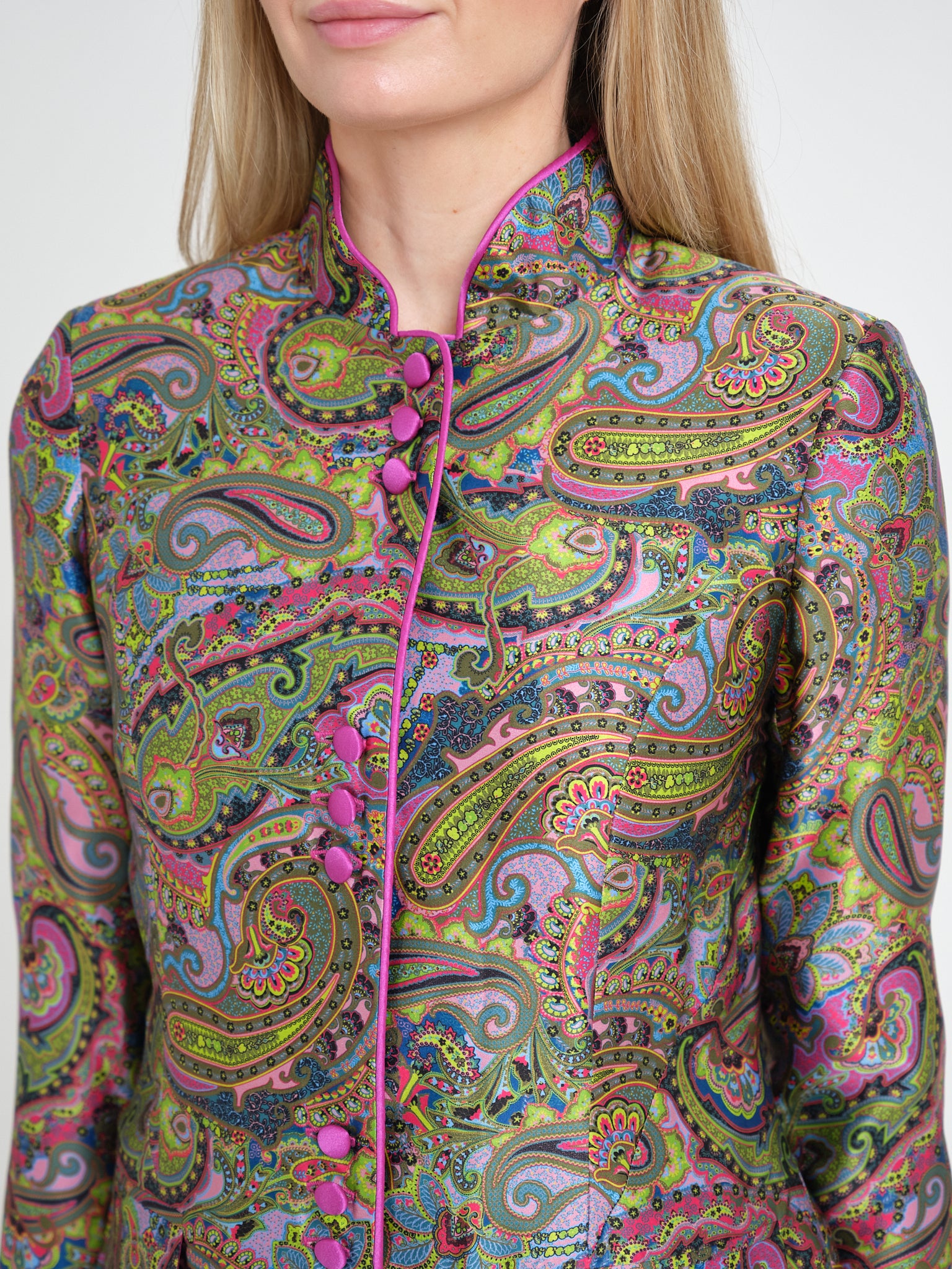 Carnaby Coat Khaki Lilac Parham Silk Satin