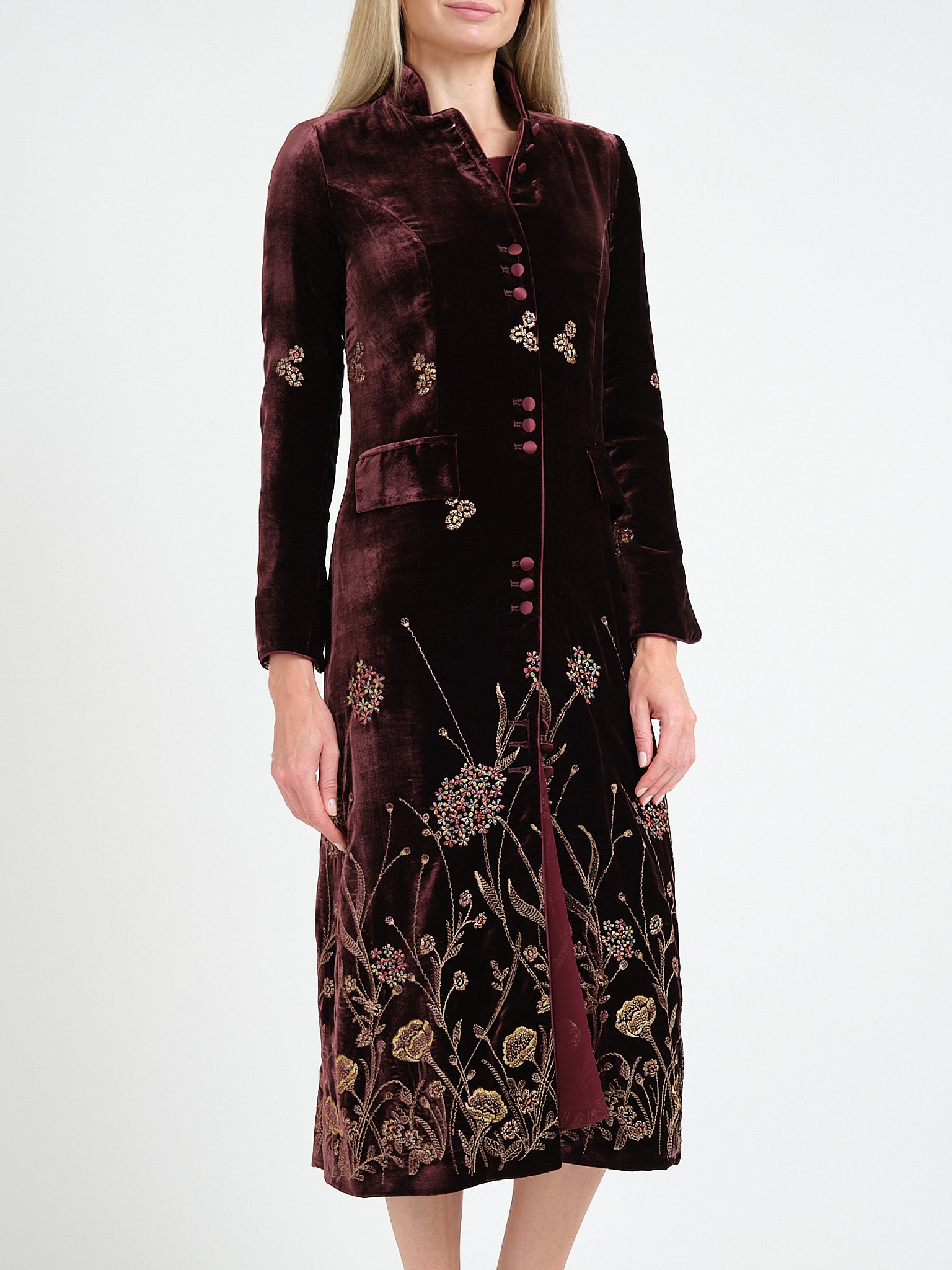 Carnaby Coat Prune Papavar Silk Velvet