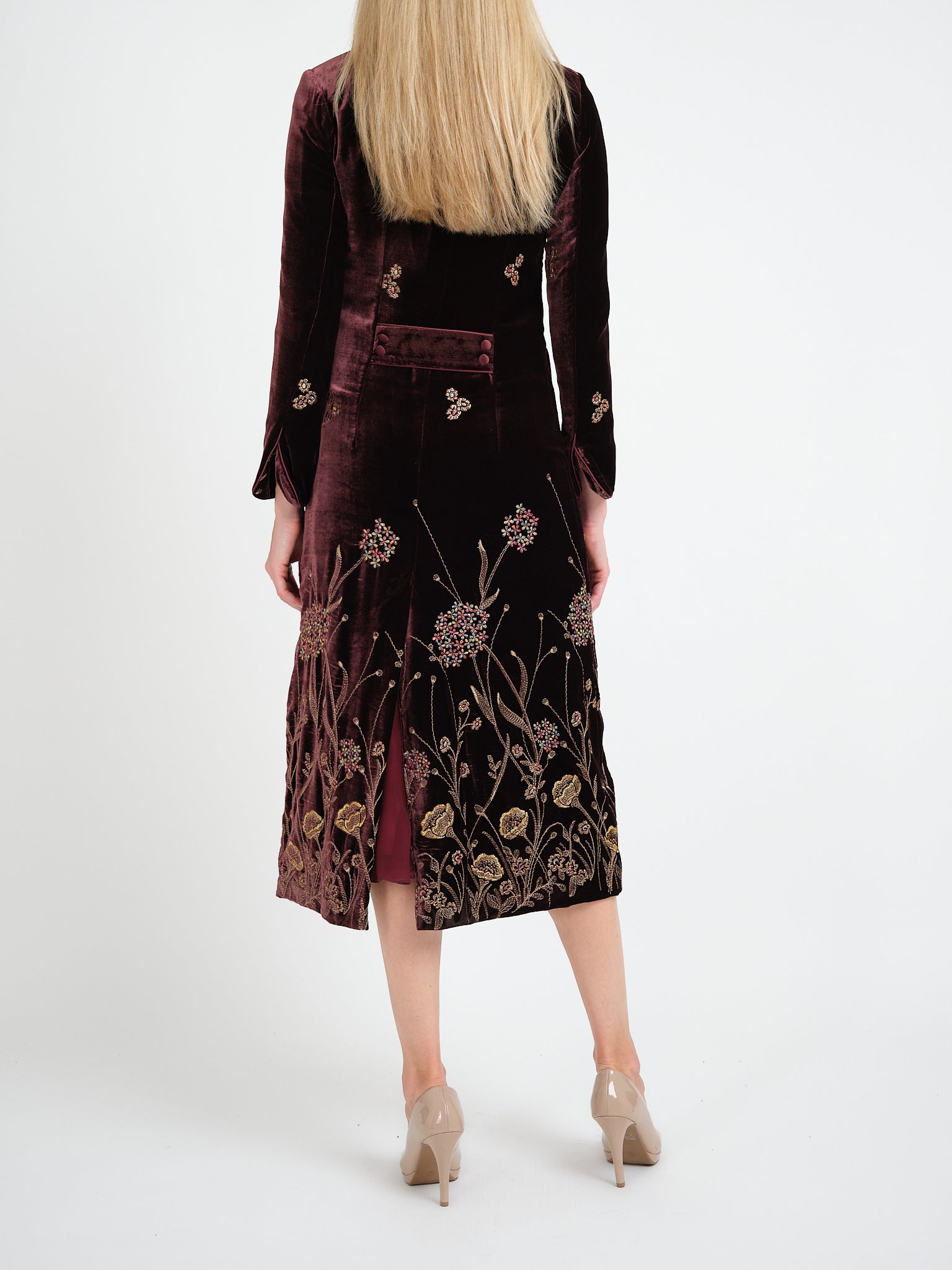 Carnaby Coat Prune Papavar Silk Velvet
