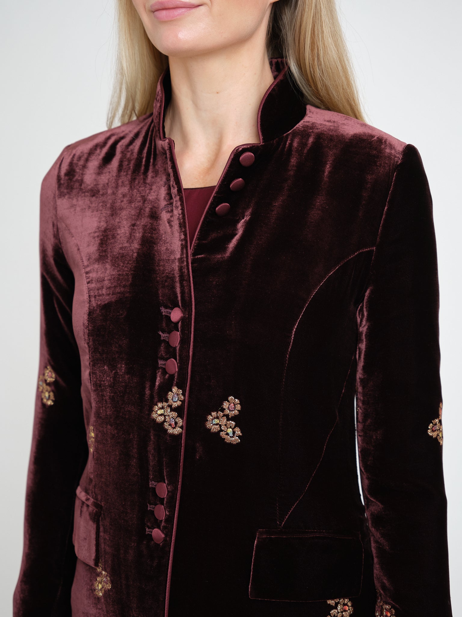 Carnaby Coat Prune Papavar Silk Velvet
