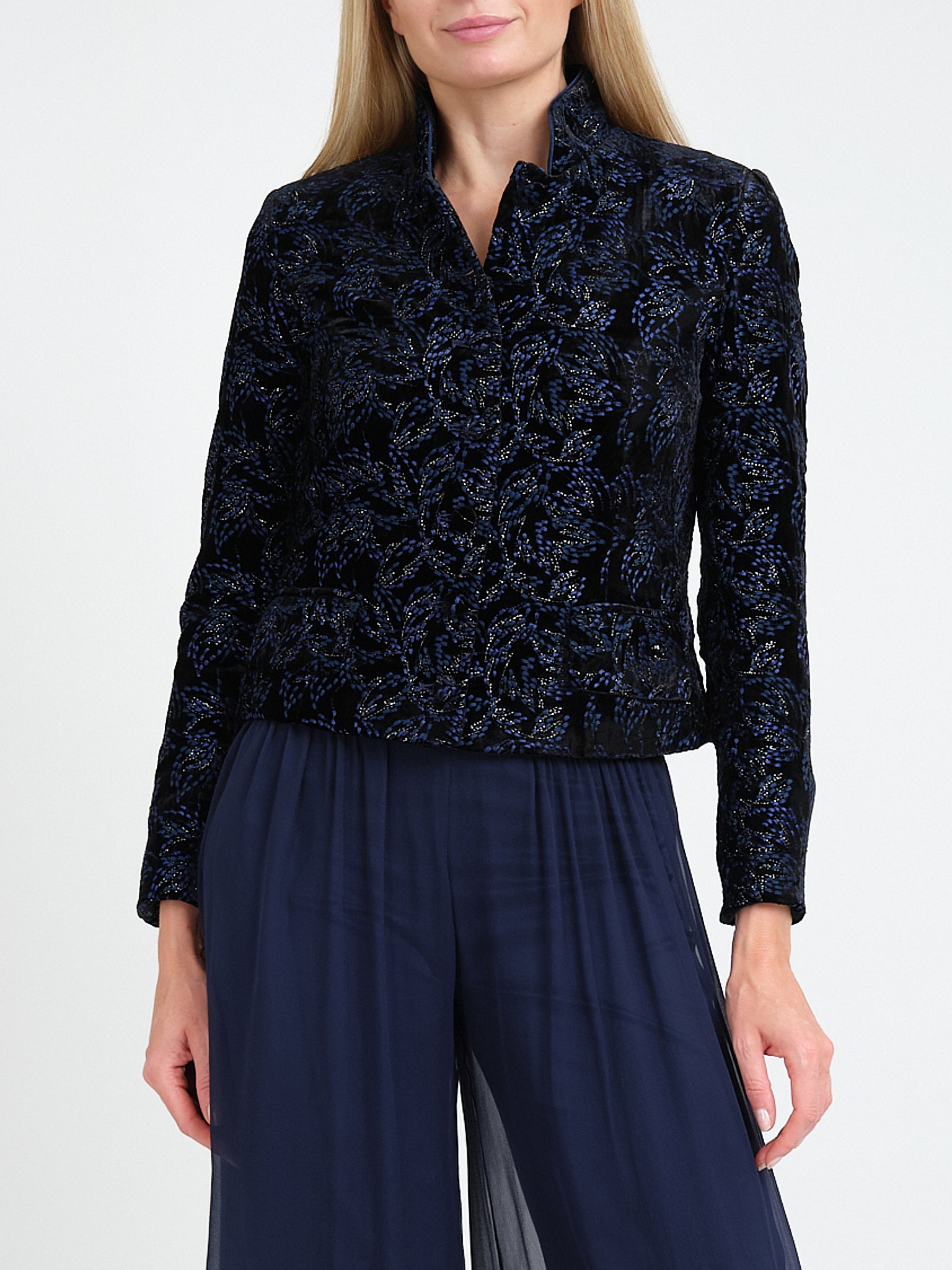 Chiswick Jacket Black Navy Stotfold Silk Velvet