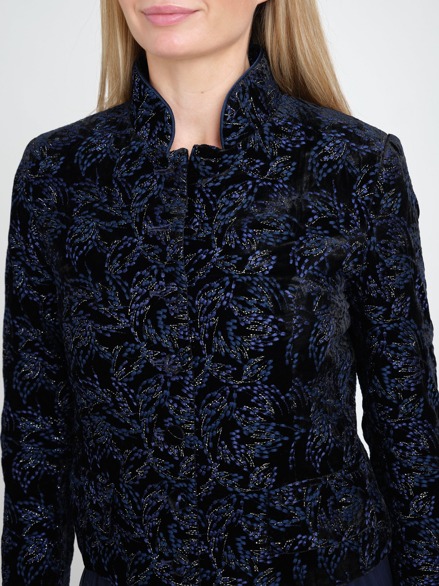 Chiswick Jacket Black Navy Stotfold Silk Velvet