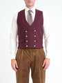 Claret Gabardine Double Breasted Waistcoat — front, cropped
