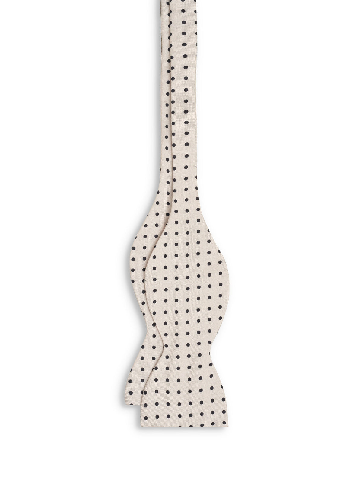 Cream/Black Brooks Spots Silk Large Party Bow Tie — flat detail