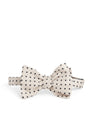Cream/Black Brooks Spots Silk Large Party Bow Tie — flat