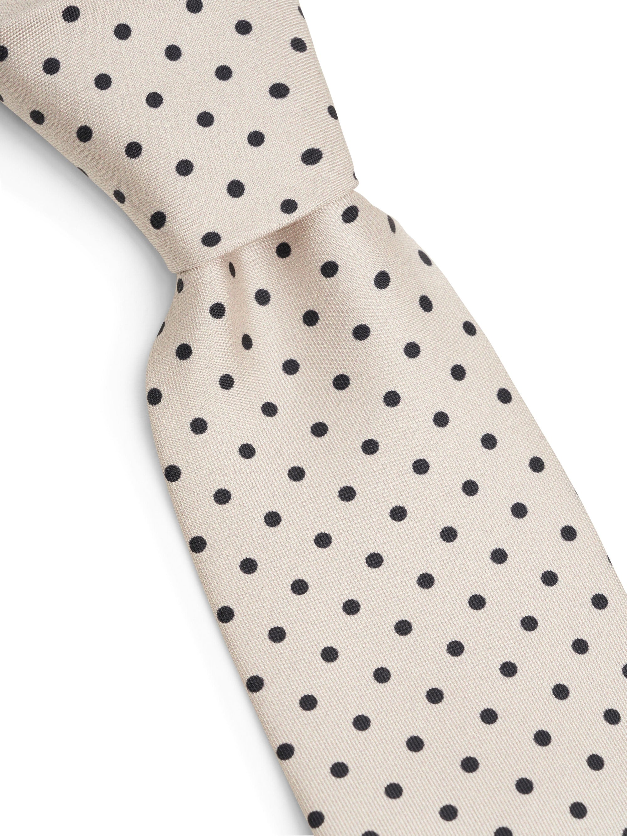 Cream/Black Brooks Spots Silk Tie — flat detail