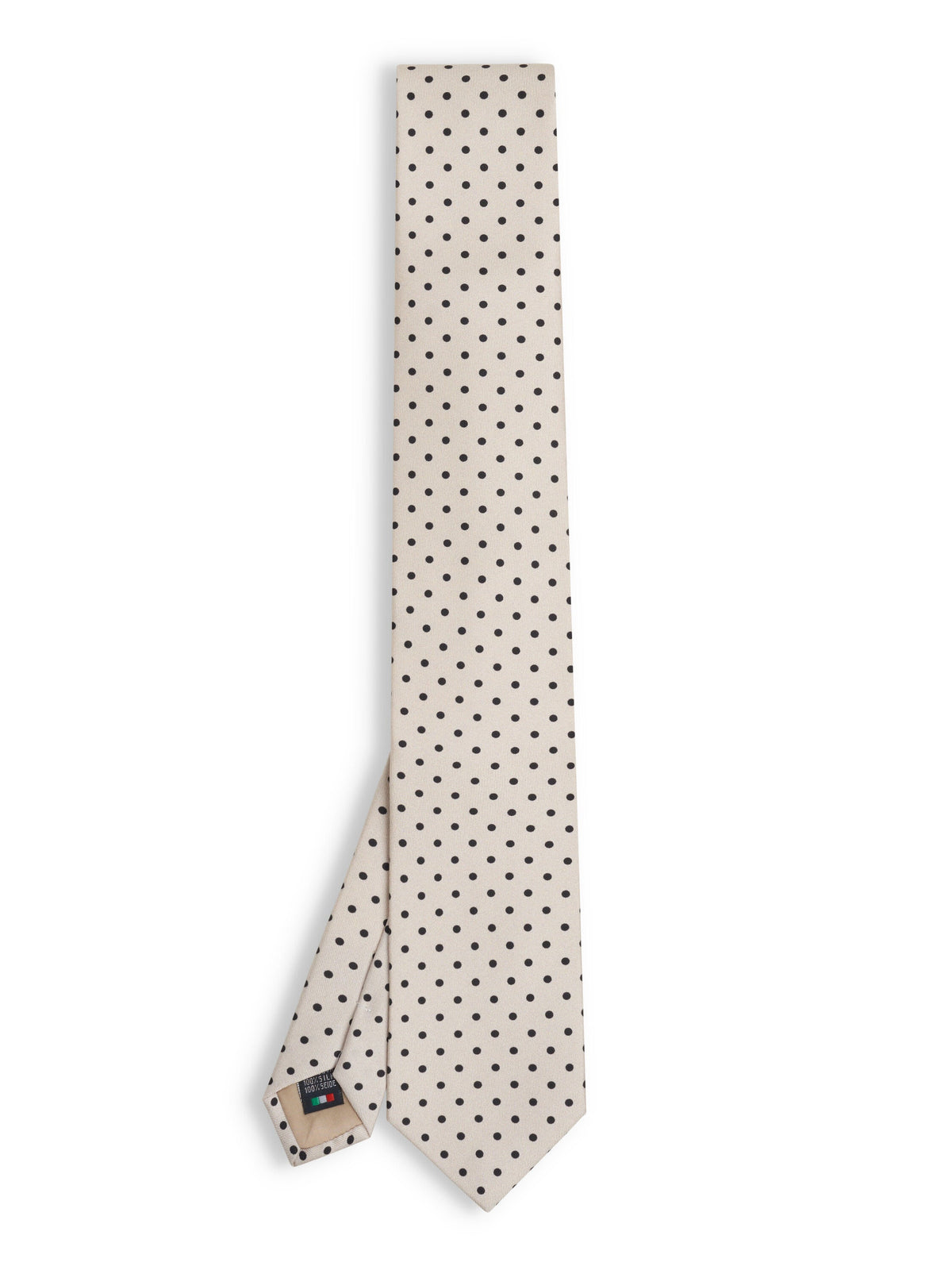 Cream/Black Brooks Spots Silk Tie — flat