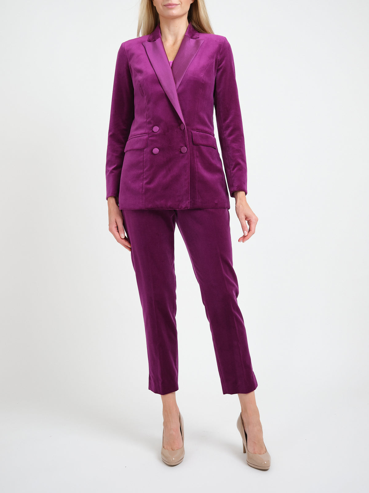 Double Breasted Dinner Jacket Iberian Wine Cotton Velvet