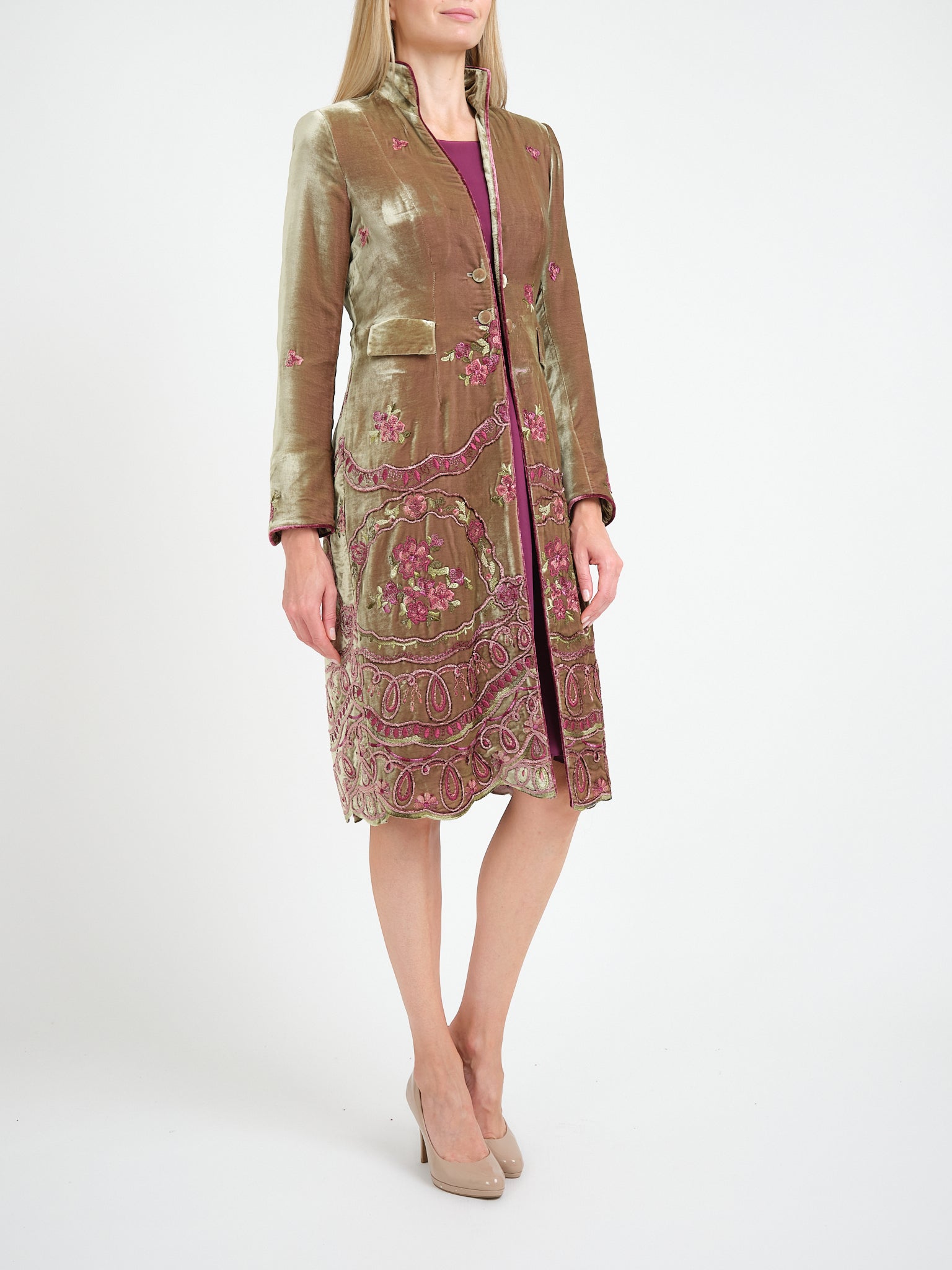 Eton Coat Olive Morpeth Silk Velvet