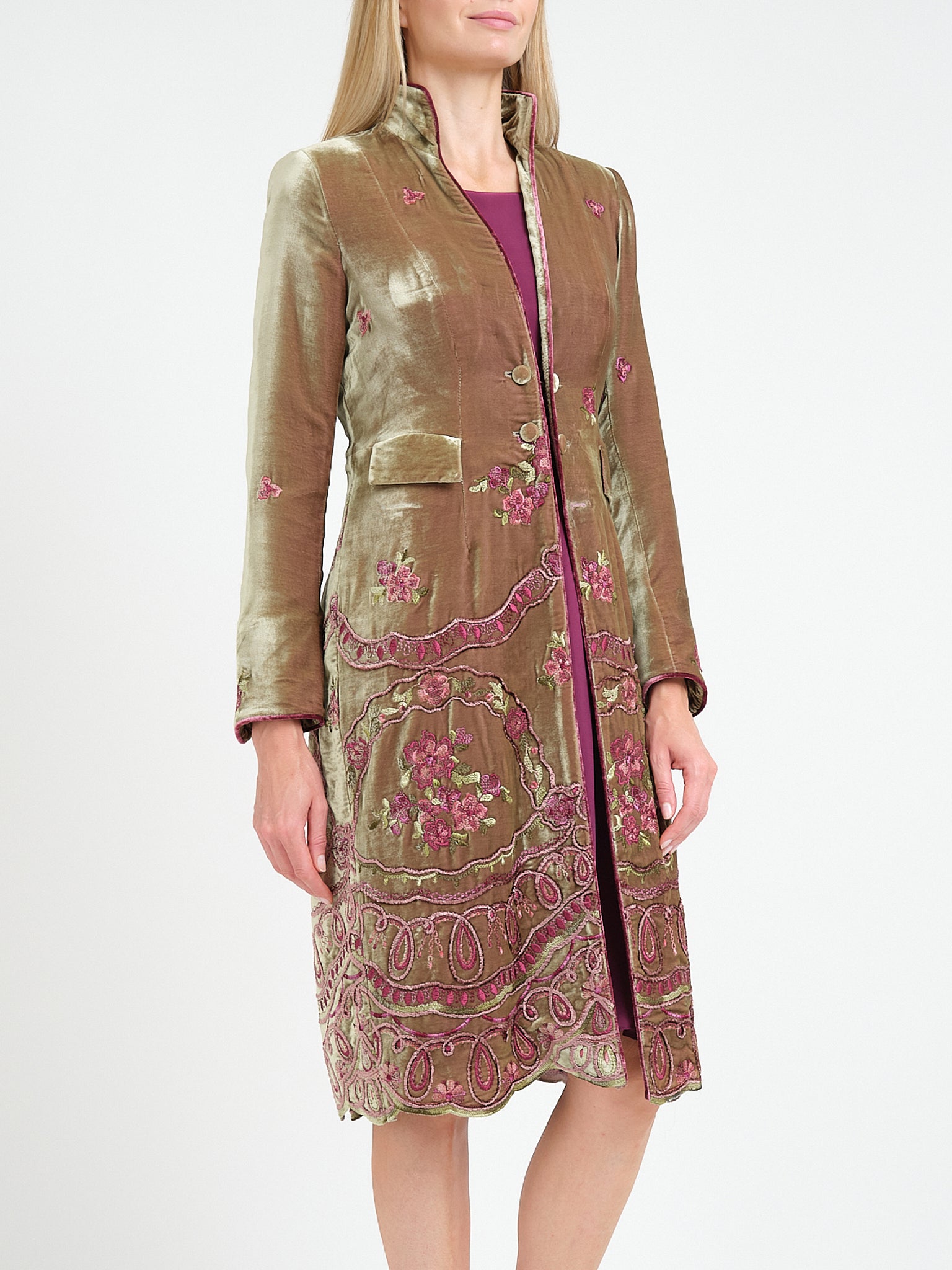 Eton Coat Olive Morpeth Silk Velvet