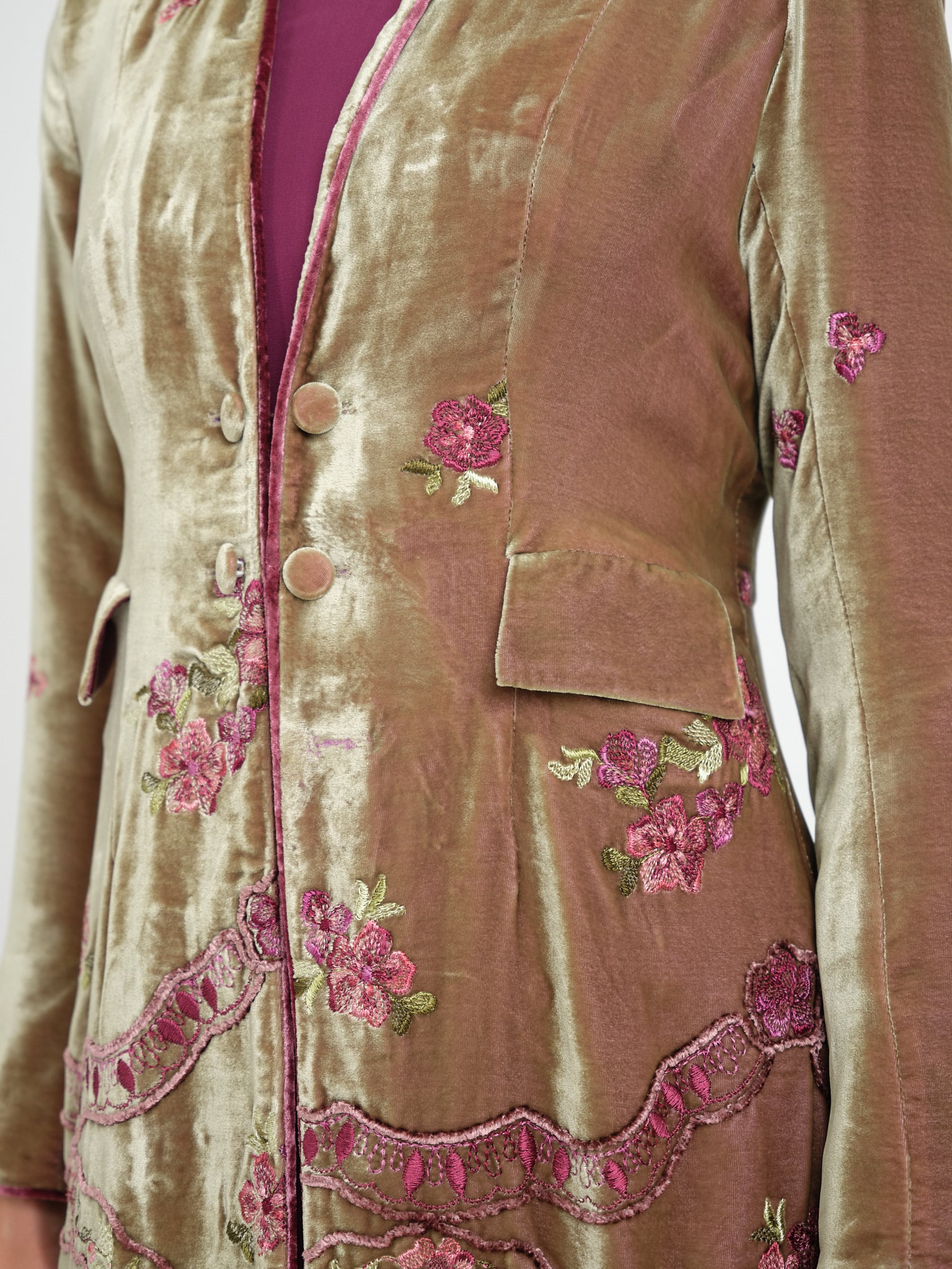 Eton Coat Olive Morpeth Silk Velvet