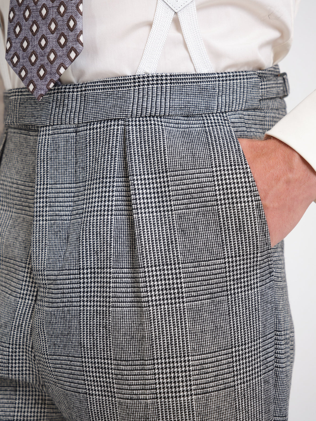Ecru/Black Sandleson Wool Cavalry Trouser — fabric detail