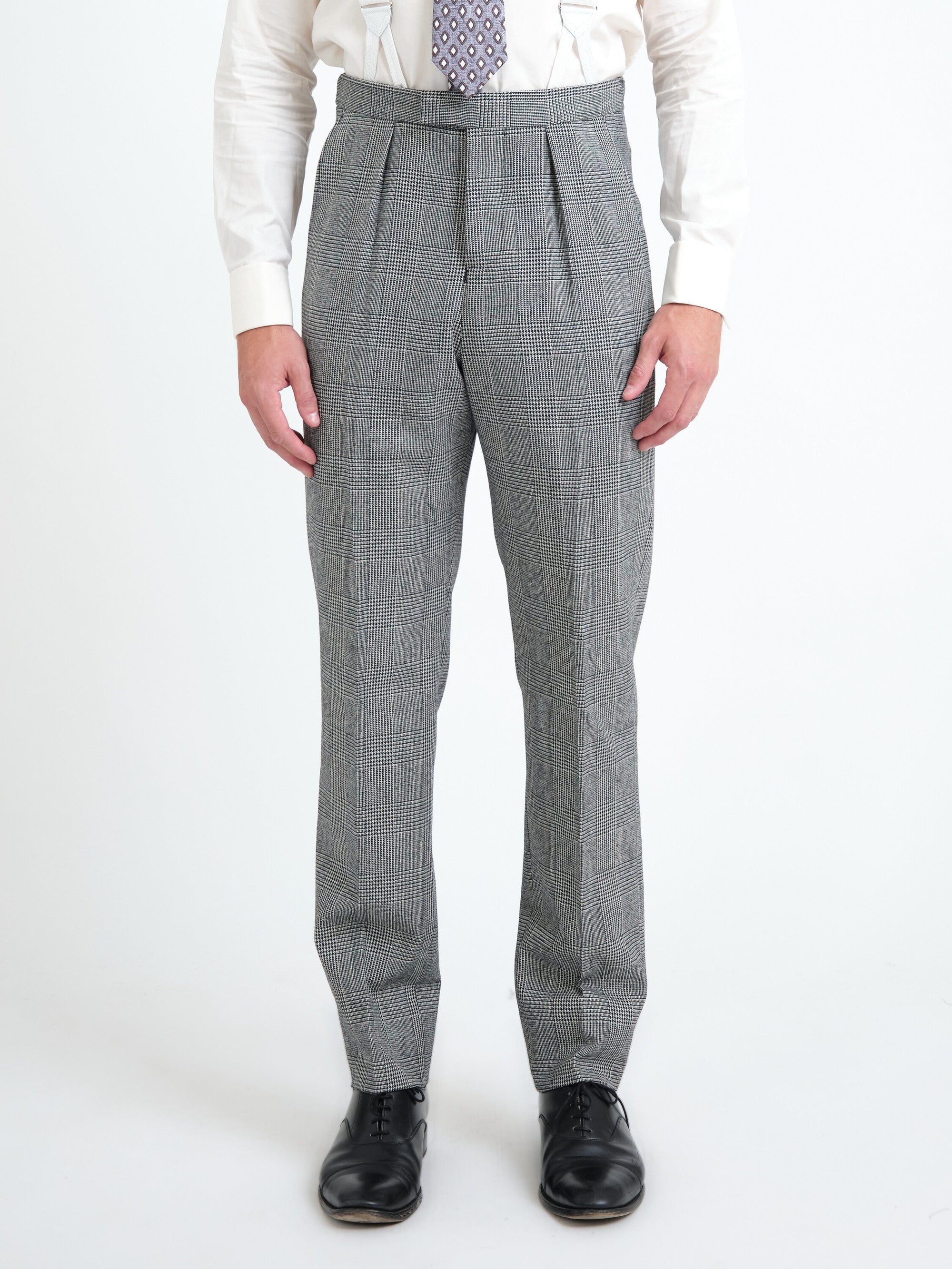 Ecru/Black Sandleson Wool Cavalry Trouser — front, cropped