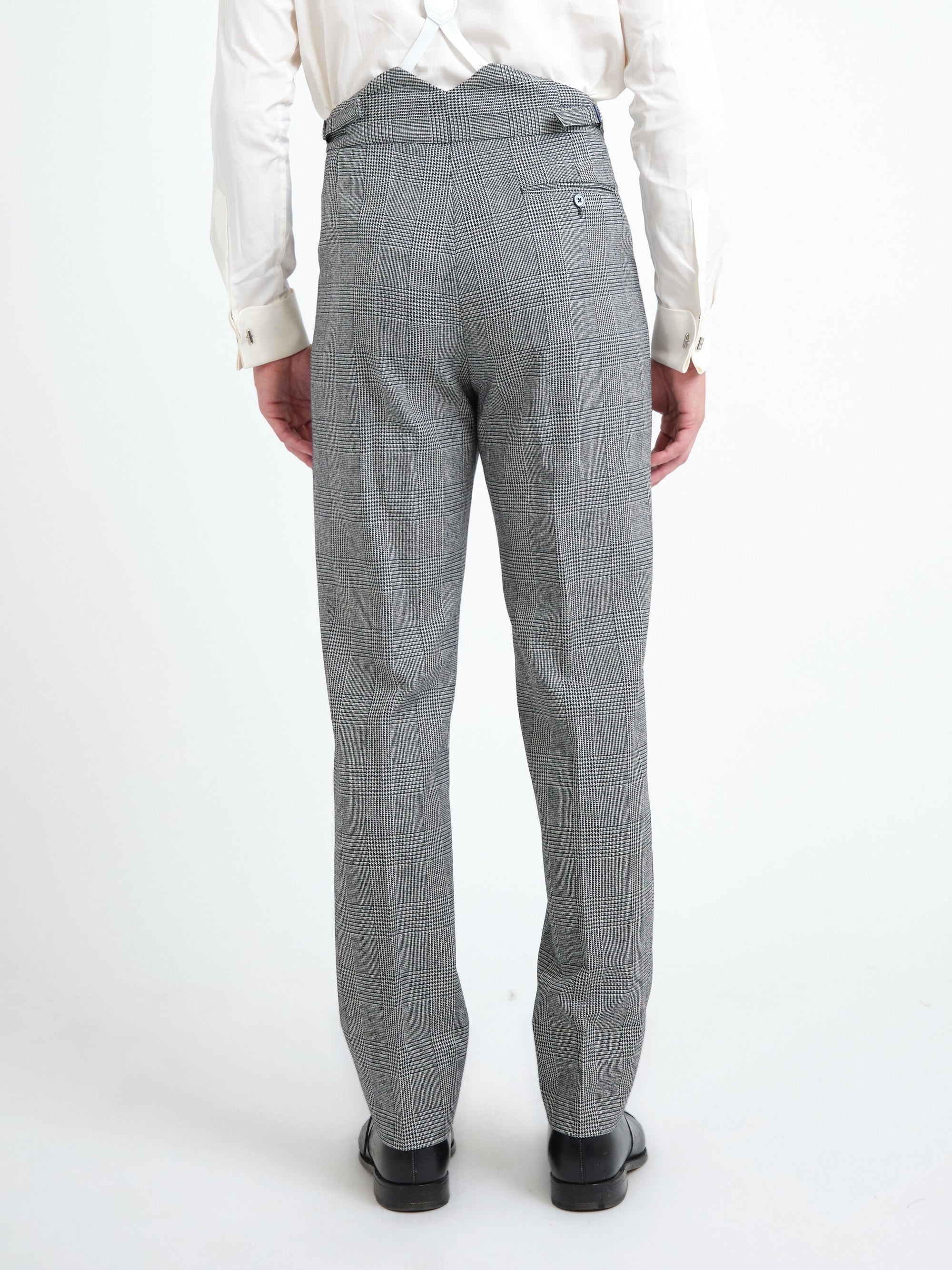 Ecru/Black Sandleson Wool Cavalry Trouser — back, cropped