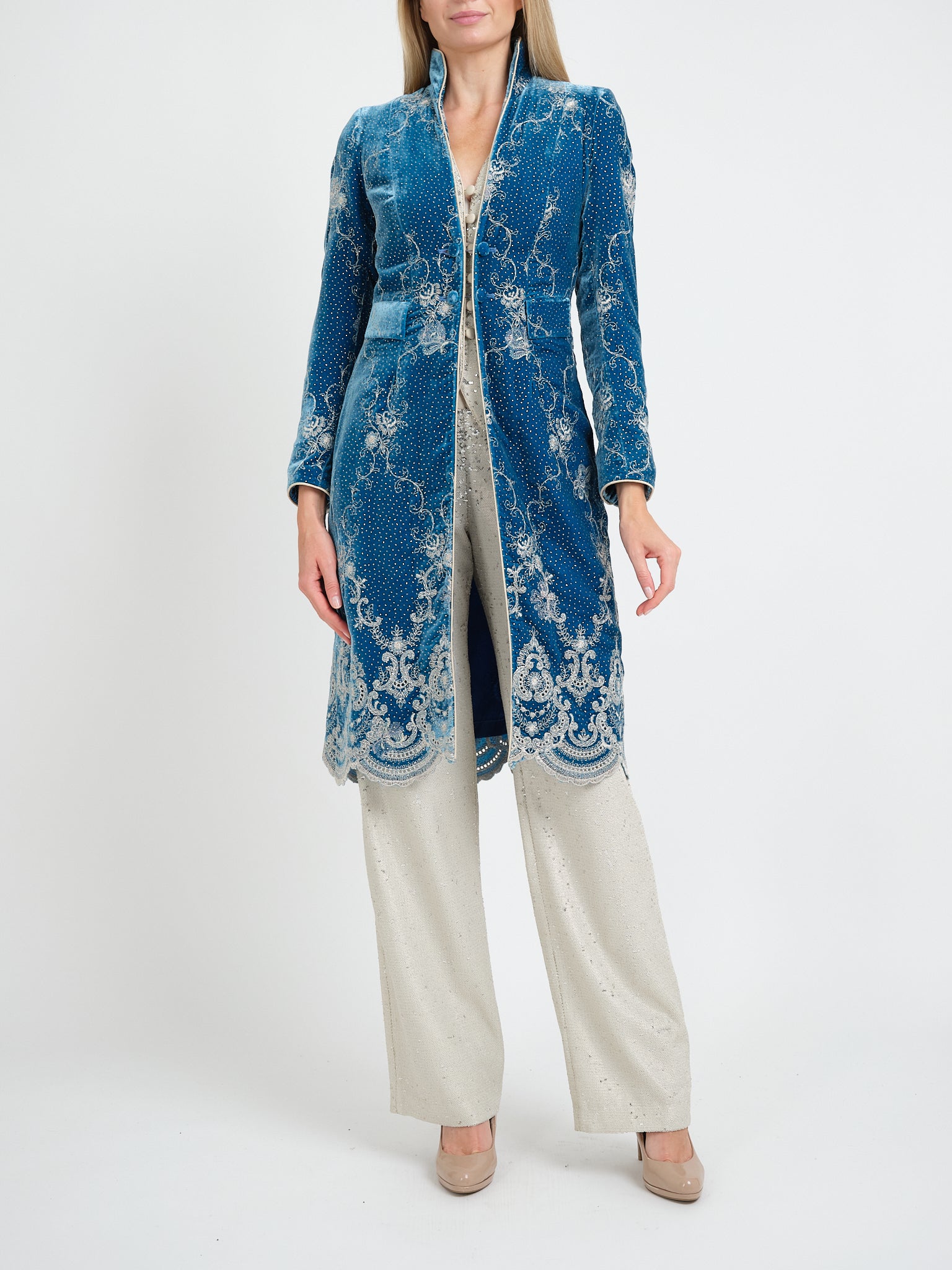 Eton Coat Turk Blue Haughley Silk Velvet