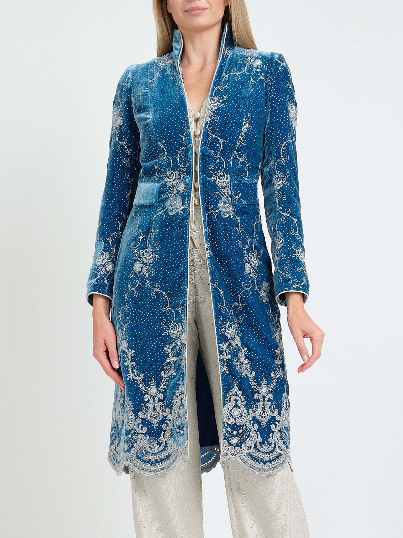 Eton Coat Turk Blue Haughley Silk Velvet
