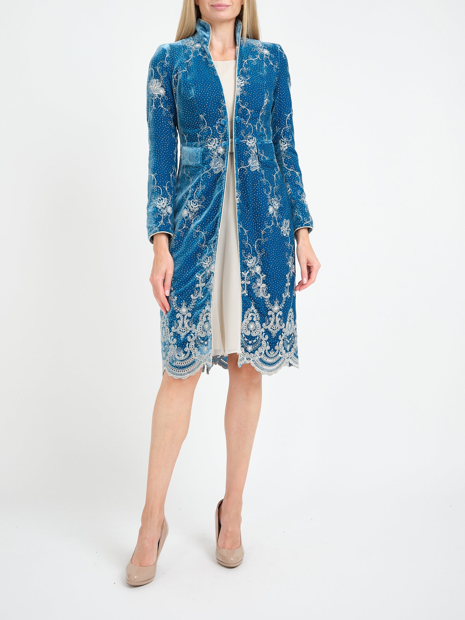 Eton Coat Turk Blue Haughley Silk Velvet