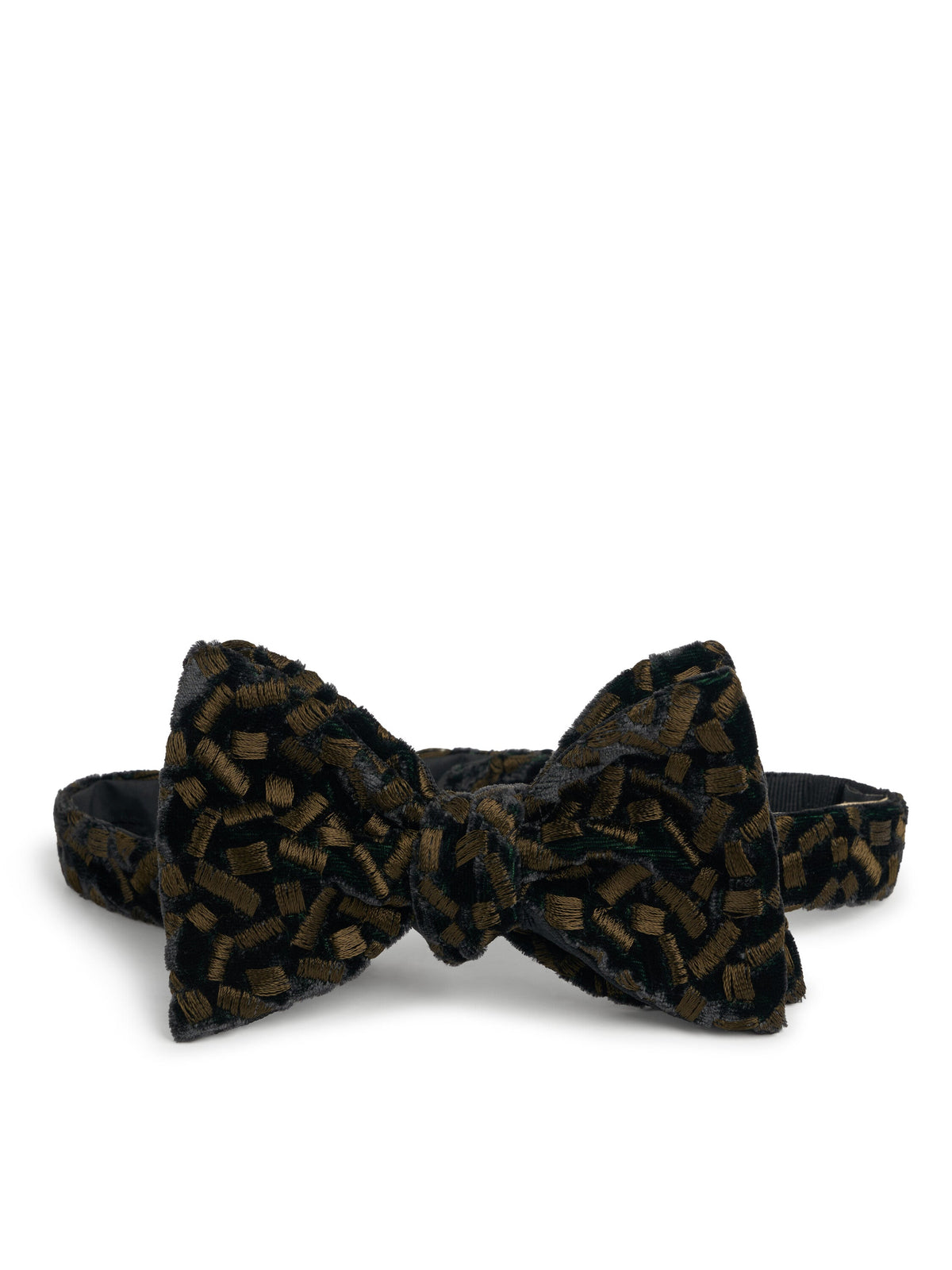 Green Nene Velvet Large Party Bow Tie — flat
