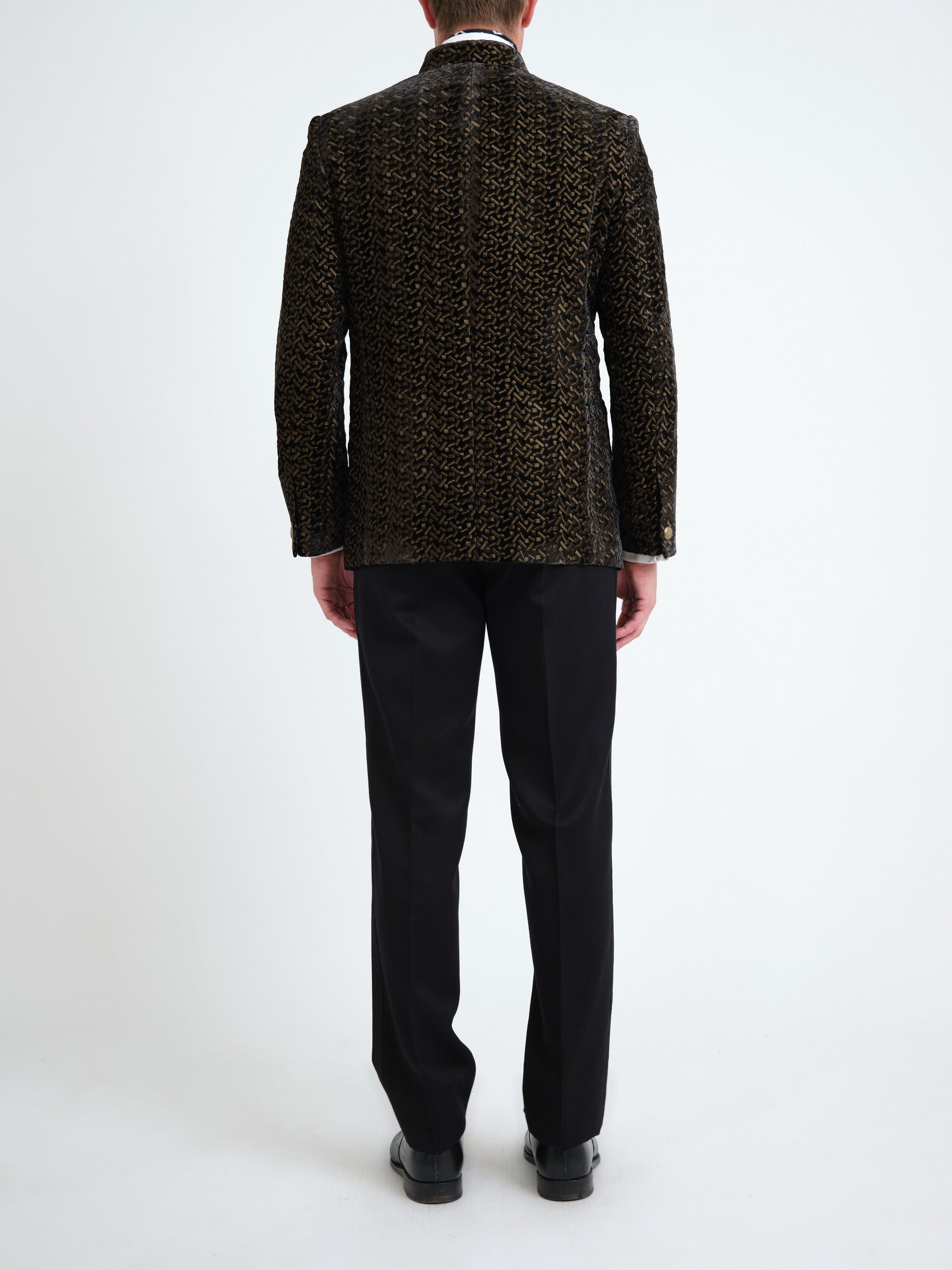 Green Nene Velvet Nehru Jacket — back