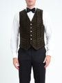 Green Nene Velvet Single Breasted Waistcoat — front, cropped