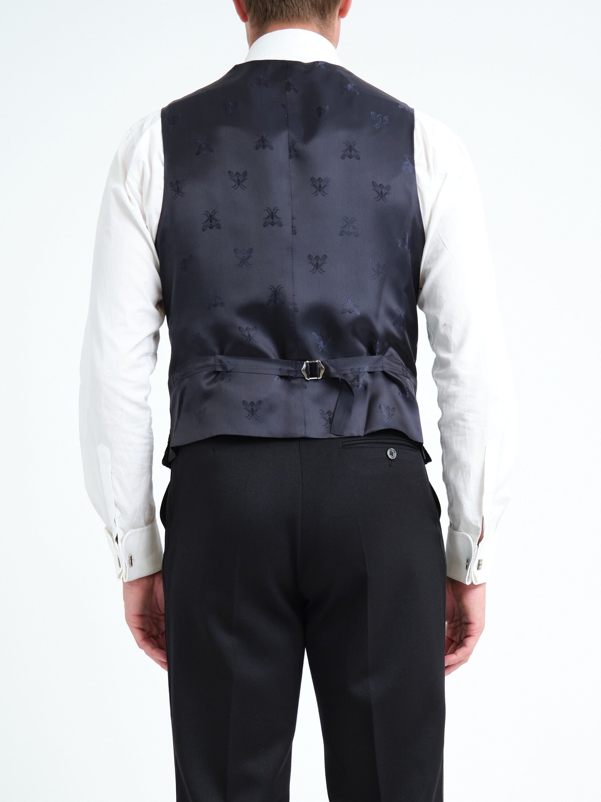 Green Nene Velvet Single Breasted Waistcoat — back, cropped