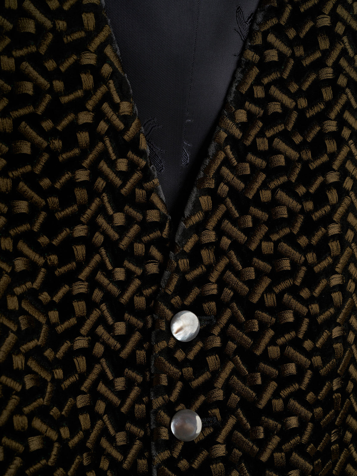 Green Nene Velvet Single Breasted Waistcoat — flat detail