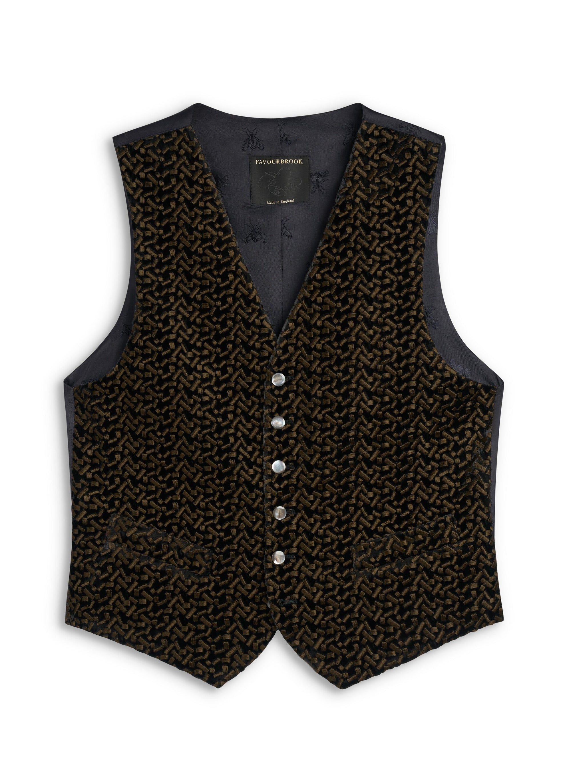 Green Nene Velvet Single Breasted Waistcoat — flat
