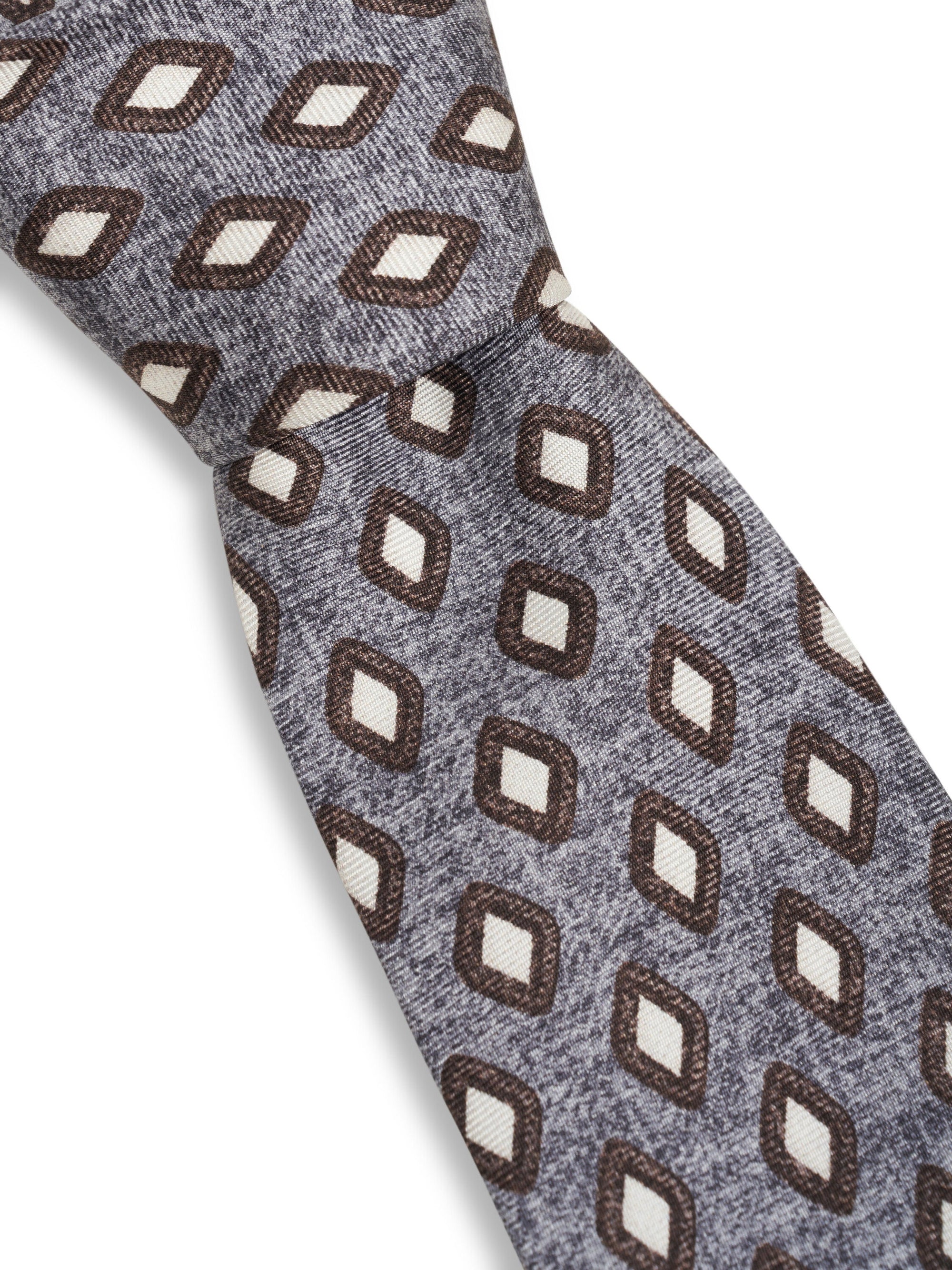 Grey Cranleigh Silk Tie — flat detail