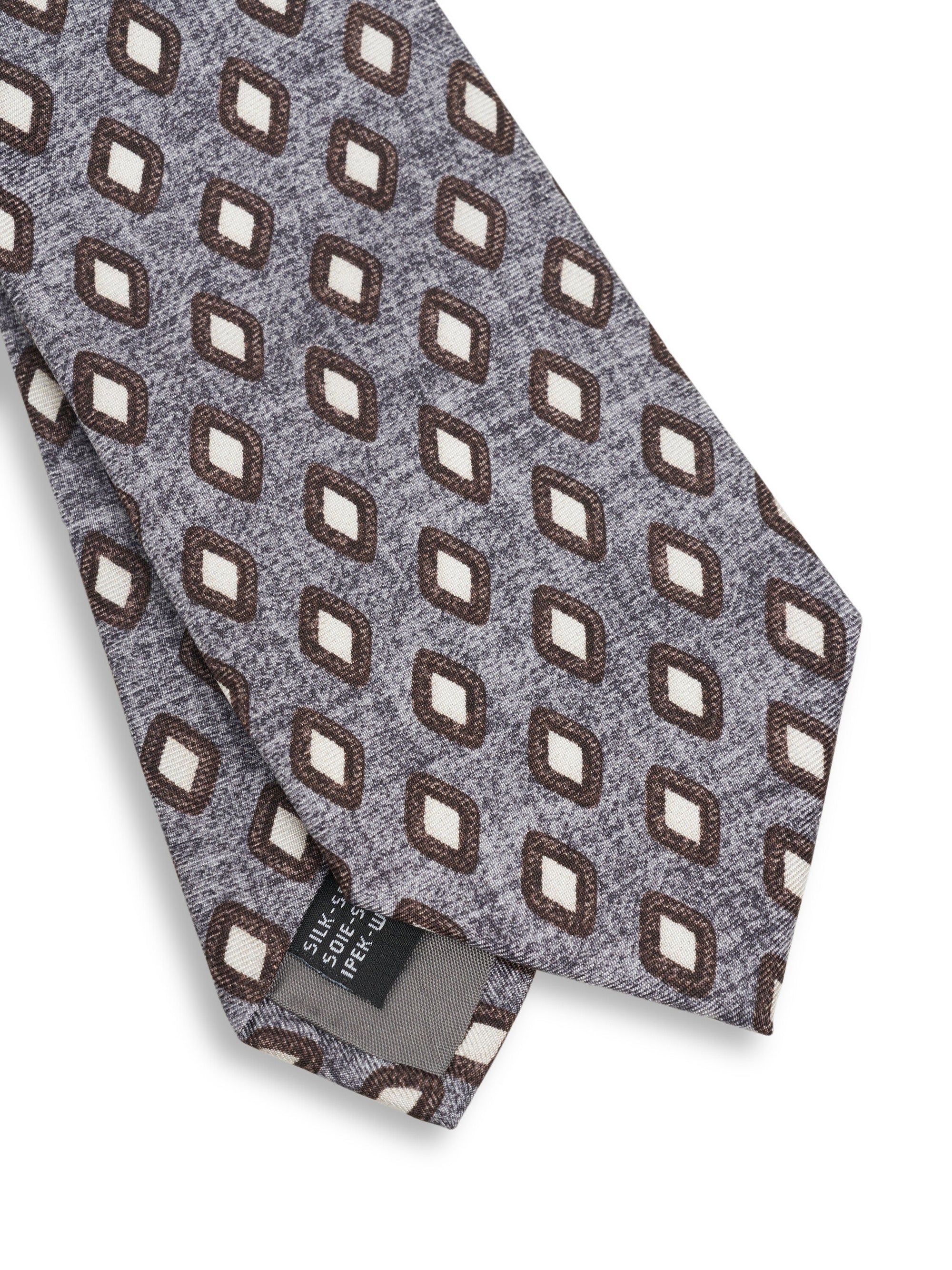 Grey Cranleigh Silk Tie — flat detail