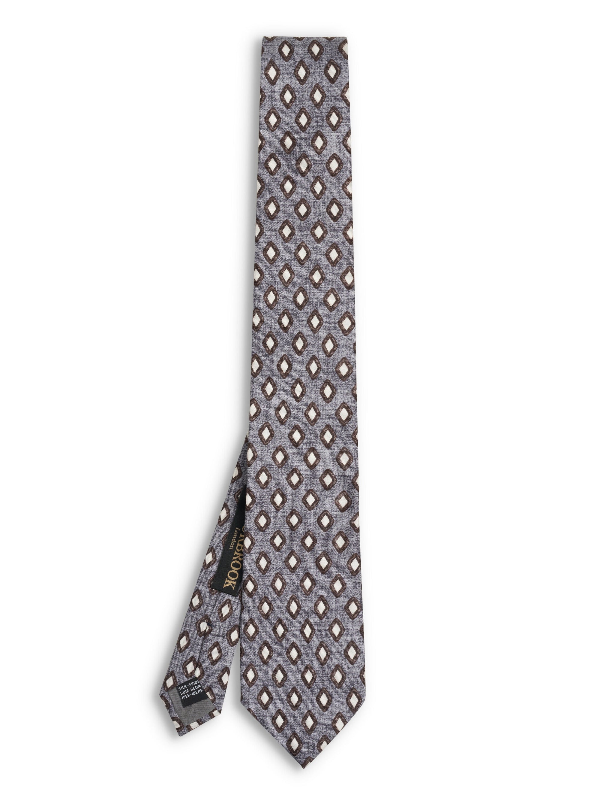 Grey Cranleigh Silk Tie — flat
