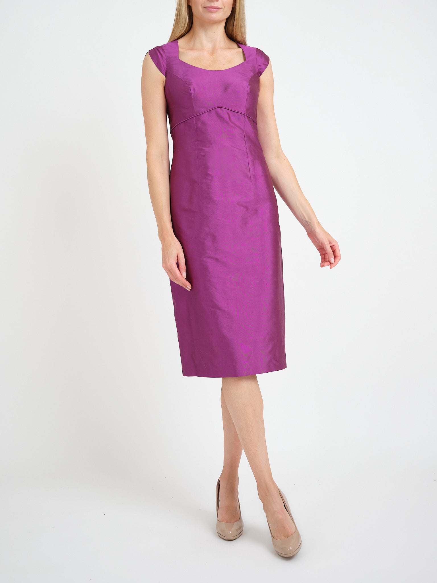 Josephine Dress Plum Varnasi Silk Douppion