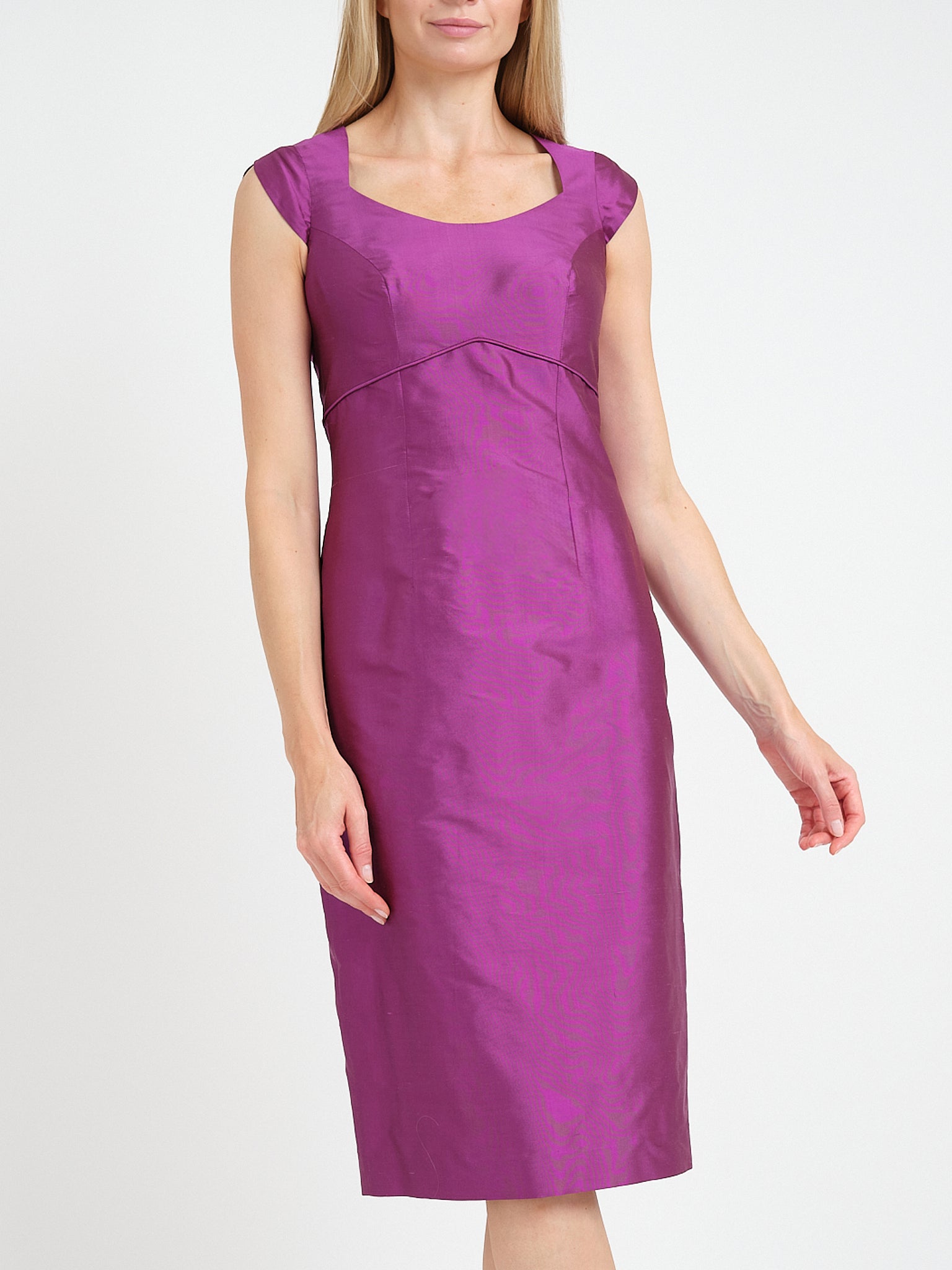 Josephine Dress Plum Varnasi Silk Douppion